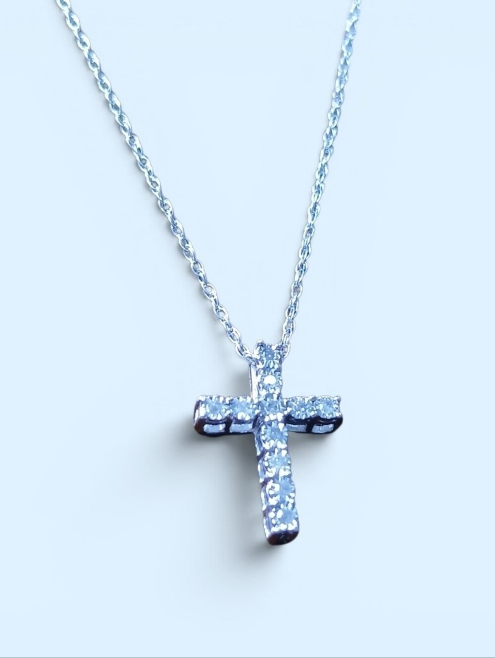 925 Natural Diamond Cross Necklace